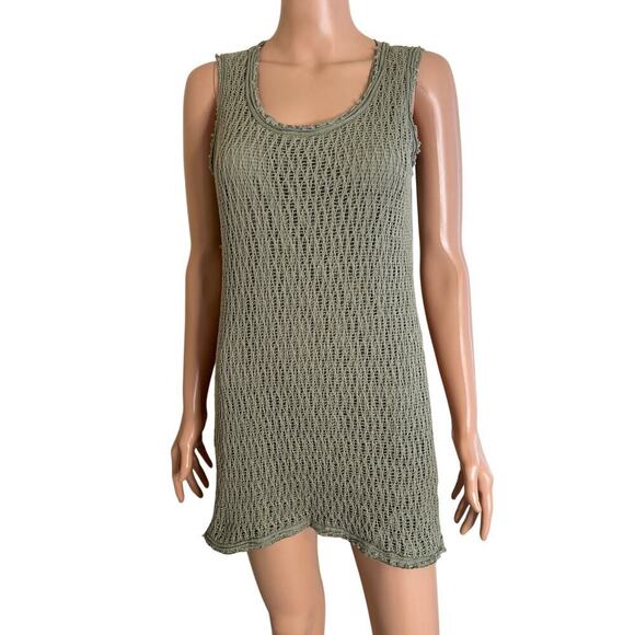 Mur Mur NEW tunic dress olive green crochet front tank style swimsuit cover up - Picture 2 of 7
